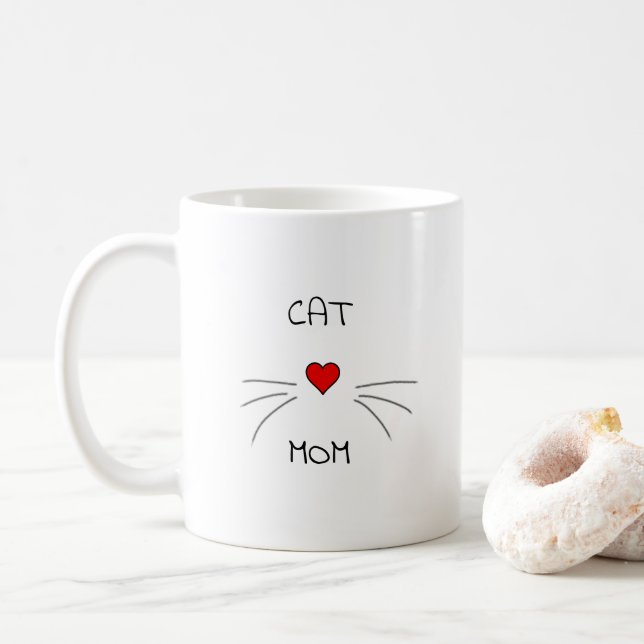 Cat Mum Heart and Whiskers Coffee Mug (With Donut)