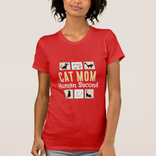 Cat Mum Human Second Funny Cat Lover Red T-Shirt