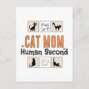 Cat Mum Human Second Funny Cat Mum Identity Postcard