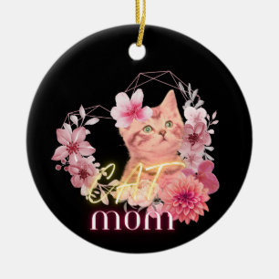 Cat mum humour - funny quote women's ceramic tree decoration