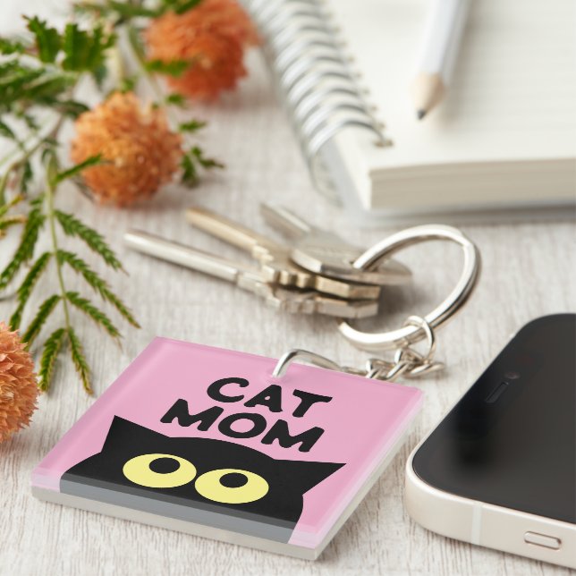 Cat Mum keychain gift for cat lovers (Front Right)