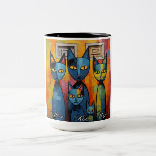 Cat mum, kids, wife Two-Tone coffee mug