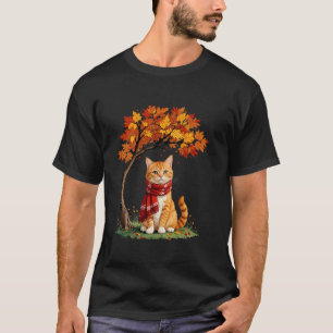 Cat Mum Kitten Fall Leaves Autumn Tree Funny Thank T-Shirt