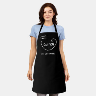 Cat Mum Love Shape and Simple White Script Apron