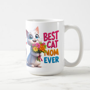 Cat Mum Love With Flowers And Hearts 🐱 Coffee Mug
