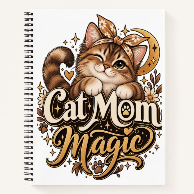 Cat Mum Magic Notebook | Cat Lover Journal Gift (Front)
