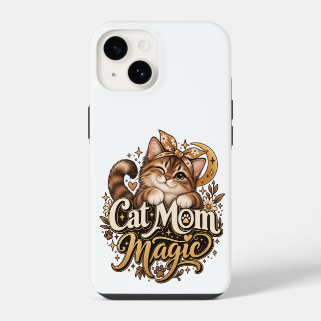 Cat Mum Magic Phone | Aesthetic Cat Mum Iphone Case (Back)
