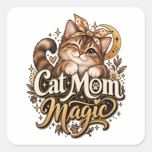 Cat Mum Magic Sticker   Cute Cat Mum Decal