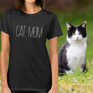 Cat Mum Minimalist White Typography T-Shirt