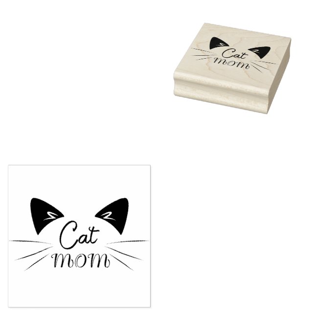 Cat Mum Mother Lover Mum Kitty Cute Funny Meow     Rubber Stamp (Stamped)