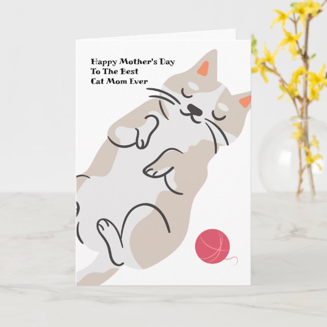 Cat Mum Mother's Day Card (Yellow Flower)