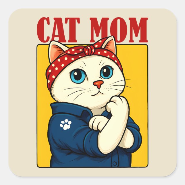 Cat Mum Mothers Day Square Sticker (Front)