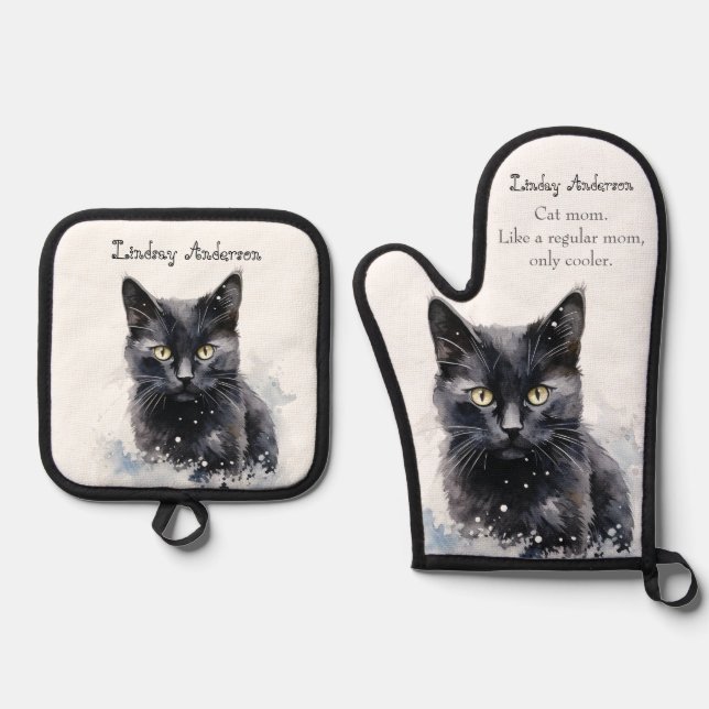Cat Mum  Oven Mitt & Pot Holder Set (Front)