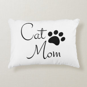 Cat Mum Paw Print Saying Accent Pillow