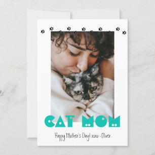 Cat Mum Paw Prints Custom Mother's Day Holiday Card