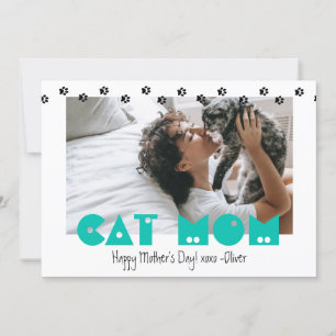 Cat Mum Paw Prints Custom Mother's Day Holiday Card