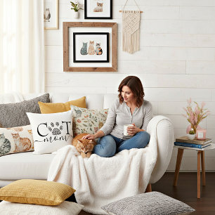Cat Mum pawprint  Cushion