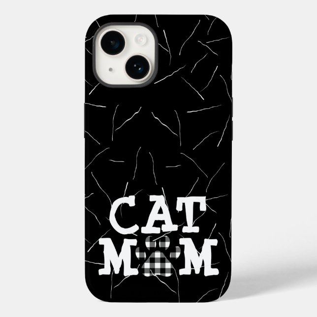 Cat Mum Pawprint with Cat Hair Case-Mate iPhone Case (Back)