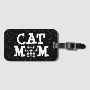 Cat Mum Pawprint with Cat Hairs Luggage Tag
