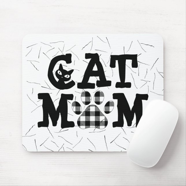 Cat Mum Pawprint with Cat Hairs  Mouse Mat (With Mouse)