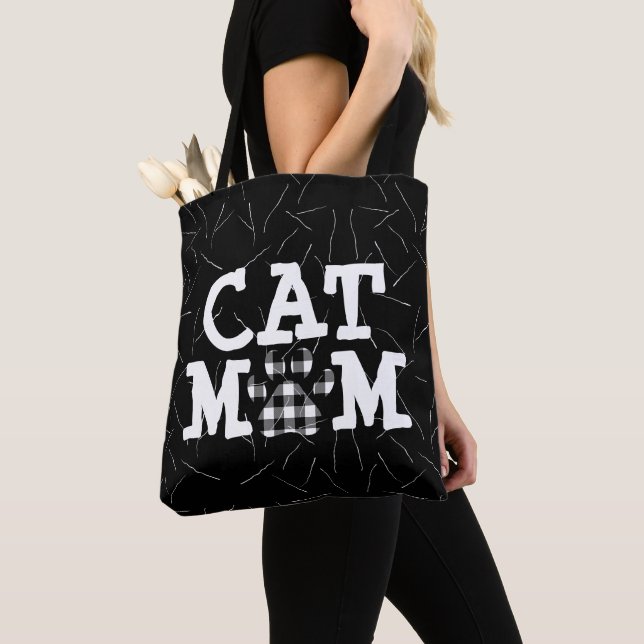 Cat Mum Pawprint with Cat Hairs  Tote Bag (Close Up)