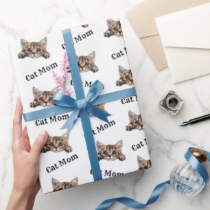 Cat Mum Peeking LaPerm Repeating Pattern Wrapping Paper