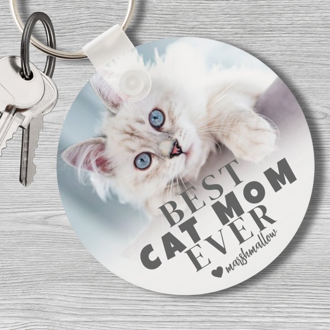 Cat Mum Personalised Pet Photo Key Ring (Cat Mom Personalized Pet Photo Keychain)