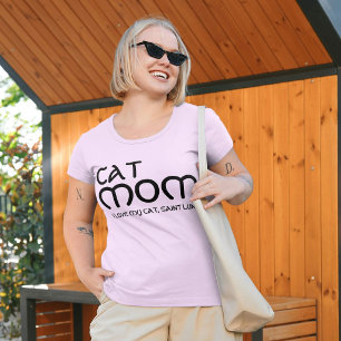 Cat Mum Pet Lover Funny Quote Cute Black And Pink T-Shirt