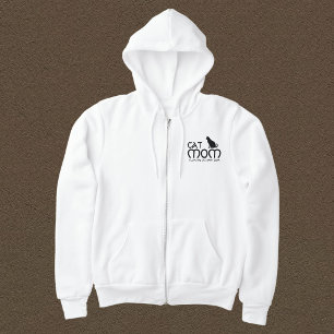 Cat Mum Pet Lover Funny Quote Cute Black And White Hoodie