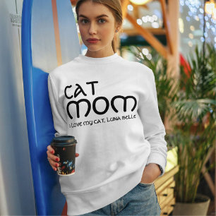 Cat Mum Pet Lover Funny Quote Cute Black And White Sweatshirt