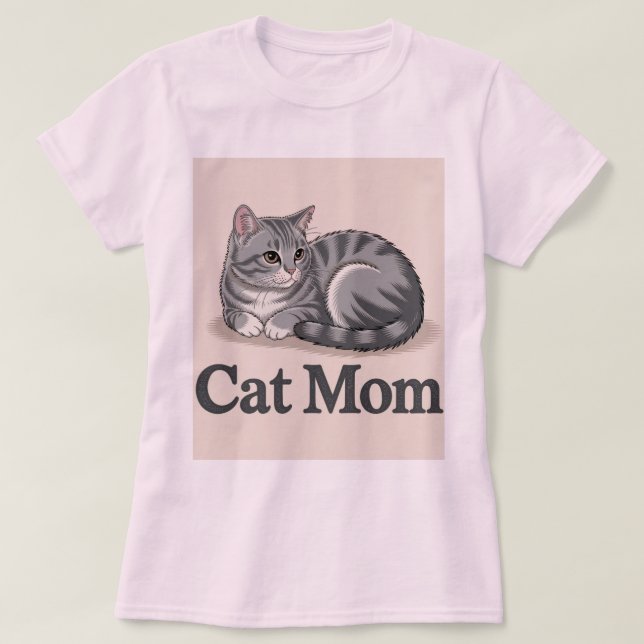 Cat Mum Pink T-Shirt (Design Front)
