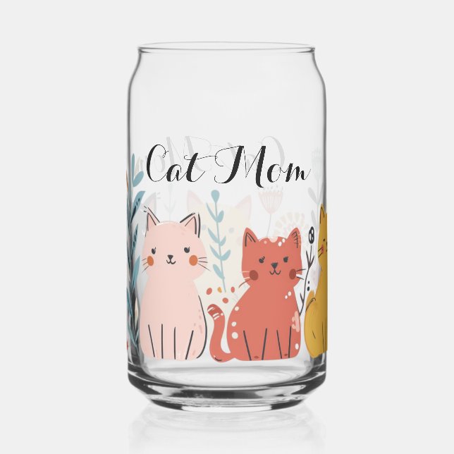 Cat Mum Pint Glass, Cat Glass Can (Front)