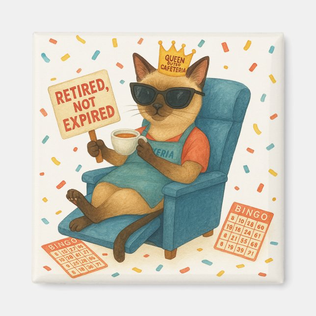 Cat Mum Retirement is drinking coffee  Magnet (Front)
