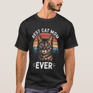 Cat Mum Retro Sunset Vintage Kitten Feline Pet Lov T-Shirt