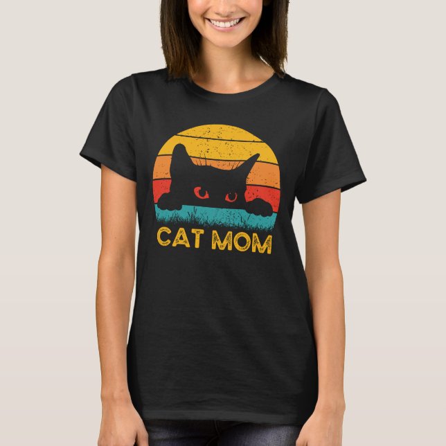 Cat Mum - Retro Vintage Cat T-Shirt (Front)