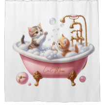"Cat Mum" Shower Curtain with Adorable Kittens