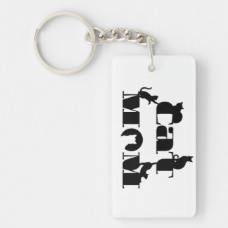 Cat Mum Silhouette Typography Key Ring