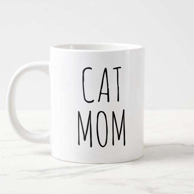 "Cat Mum" Simple Modern Farmhouse Large Coffee Mug (Left)