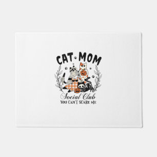 Cat Mum Social Club Ghost Cat Halloween Gothic Bla Doormat