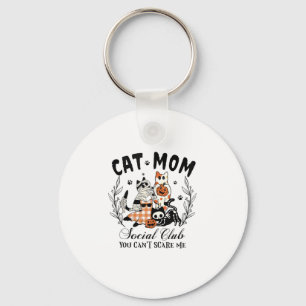 Cat Mum Social Club Ghost Cat Halloween Gothic Bla Key Ring