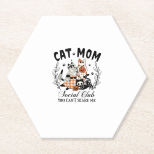 Cat Mum Social Club Ghost Cat Halloween Gothic Bla Paper Coaster