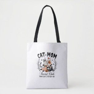 Cat Mum Social Club Ghost Cat Halloween Gothic Bla Tote Bag