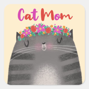 Cat Mum Square Sticker