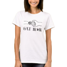 Cat mum t-shirt cat paw and women hand and heart