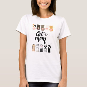 Cat Mum T-Shirt – Cute Cat Paws Design – cat Gift 