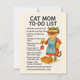 Cat Mum to do list funny saying for cat lovers Postcard