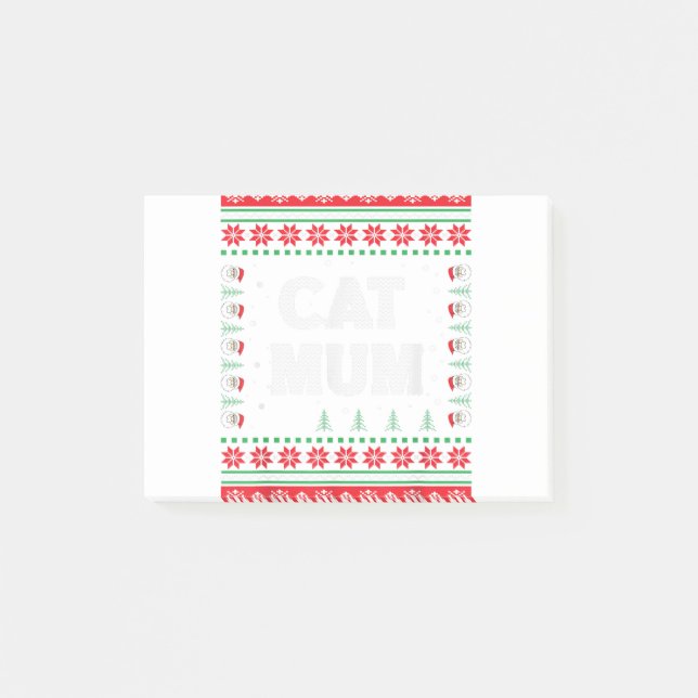 Cat Mum ugly Christmas sweater Cat Lovers Cute Cat Post-it Notes (Front)