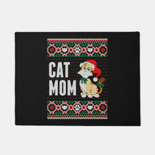 Cat Mum Ugly Christmas Sweater Doormat