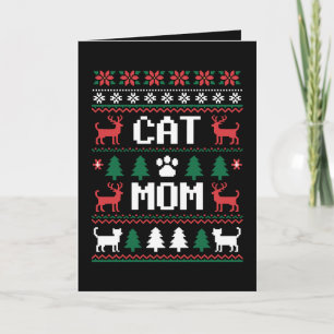 Cat Mum Ugly Christmas Sweater Paw Reindeer Xmas Card