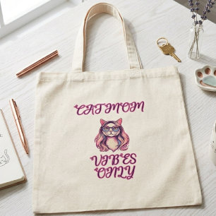 Cat Mum Vibes Only Feline Lover Life Design Tote Bag